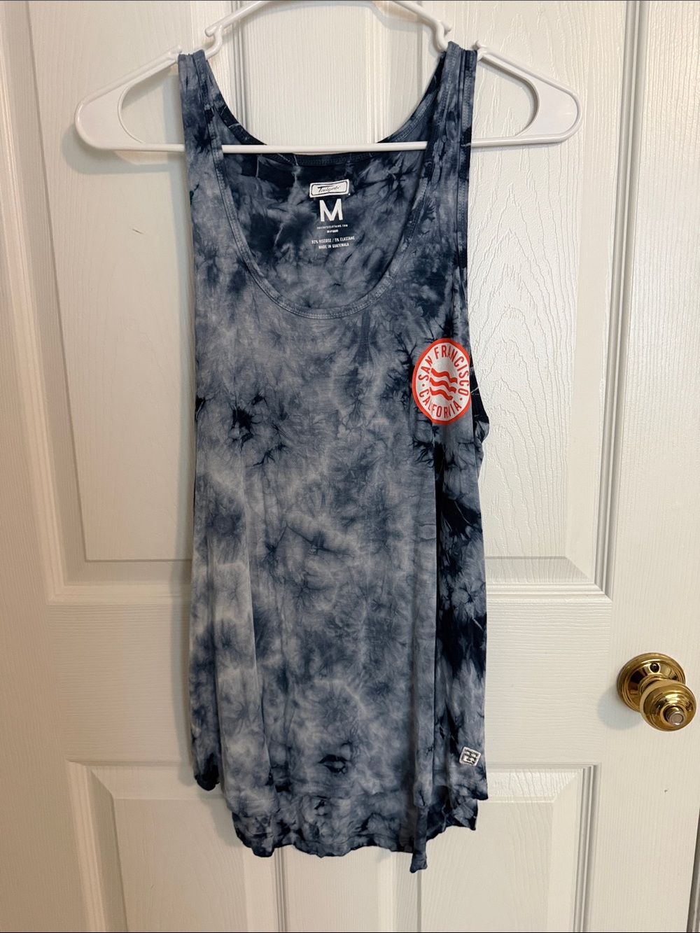 Tie-Dye Scoop Tank Top - Blue Gray, San Fran Patch